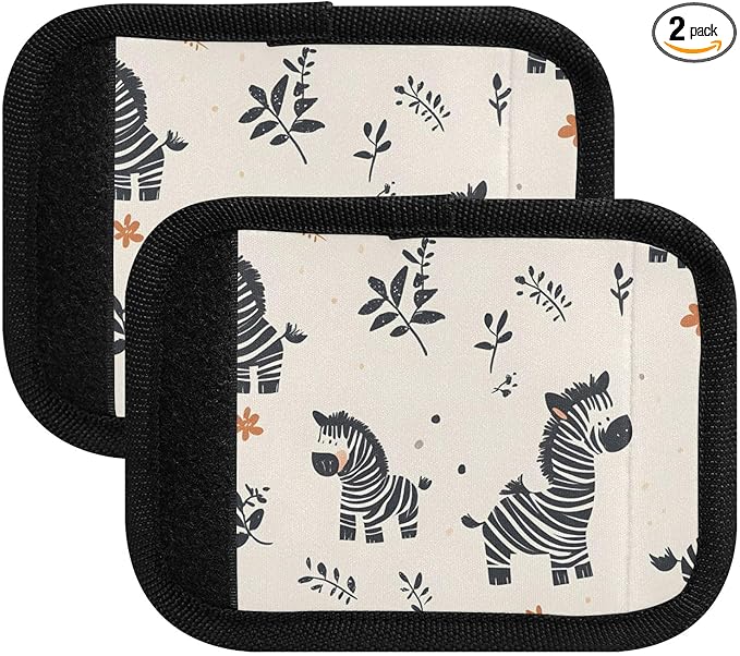 Cute Zebras Luggage Handle Wrap for Suitcase Luggage Tags Handle Covers Identifiers Soft Decorations Travel Accessories 2 Pack