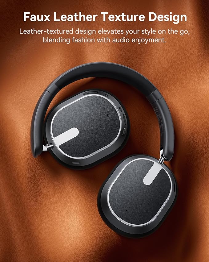 bmani Hybrid Active Noise Cancelling Headphones,120H Playtime Wireless Headphones Bluetooth 6.0 with Power Display, 6-Mic ENC Calls, 360° Spatial Audio Over Ear Headphones Headset for Travel Game