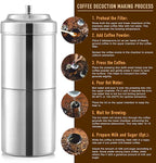 KSJONE South Indian Filter Coffee Maker 7 oz,2-4 Cups Stainless Steel Coffee Maker, Drip Coffee Brewer, Madras Kaapi Kappi, Coffee Decoction Maker