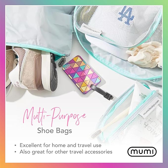 MUMI Travel Shoe Bags Set of 2 – Waterproof Shoe Bag for Travel, Gym, Storage, Packing – Lightweight Shoe Travel Bags for Suitcase, Closet, Backpack – Travel Shoe Organizer for Men and Women (Black)