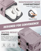 WONHOX Carry on Travel Laptop Backpack for Women Men Flight Approved,Backpack for Women Travel Bag Hiking Outdoor Sports Rucksack Casual Daypack, Lotus Pink