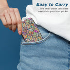 Credit Card Holder, Mini Aluminum Card Wallet RFID Blocking Slim Metal Hard Card Case for Women Men, Pretty Mandala