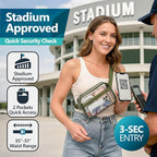 Veckle Clear Fanny Pack Stadium Approved - Plus Size 35-51 Inch Adjustable Strap Transparent Belt Bag for Women Men Fits 7.5" Smartphone, Crossbody Clear Bag for Stadium Events Sports Concerts, Green