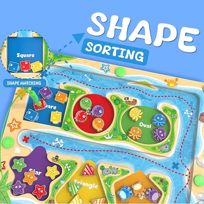 MTYOKILN Magnetic Color & Shape Maze - Montessori Toys for 3 4 5 Year Old, Color and Shape Sorting Toy, Montessori Toys for Kids Boys Girls Gifts Ages3+, Preschool Learning Activities