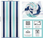 COTTON CRAFT Oversized XL Beach Towel - 2 Pack 39 x 68 inches Big & Huge Beach Blanket Towel - 100% Cotton Velour Thick Plush 450 GSM Super Soft Luxury - Pool Picnic Bath Towel - Cabana Stripe Blue