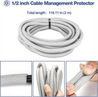 JOTO 1 Pack Cable Management Sleeve, 10 Feet Cord Organizer System with Zipper for TV Computer Office Home Entertainment, Flexible Cable Sleeve Wrap Cover Wire Hider System -Grey