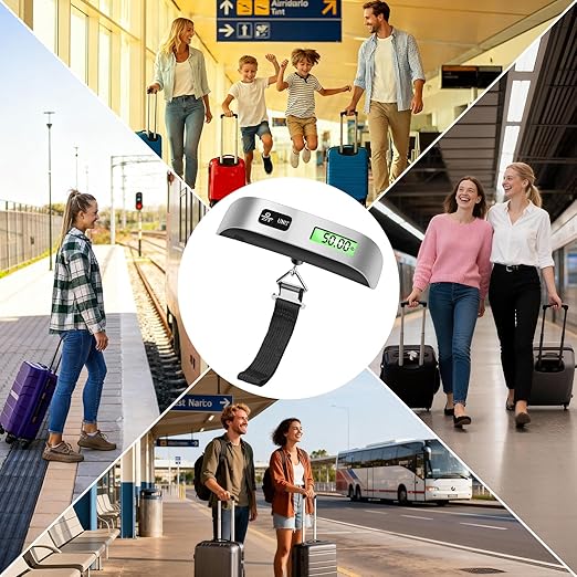 Digital Luggage Scale for Travel, Hanging Suitcase Weight Scale with High Accuracy ±0.35oz/10g, 110lb/50kg Capacity, Backlit Display, Auto-Lock, Portable Bag Scale to Prevent Overweight Fees