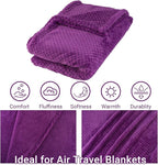 Travel Blanket Pillow-Premium Soft 2 in 1 Airplane Blanket for Long Trips Essentials with Bag Pillowcase, Hand Luggage Sleeve and Backpack Clip (Violet)