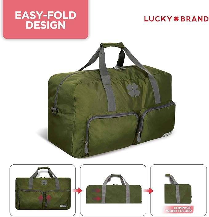 Lucky Travel Duffel Bags 85L, Gym Bag, Travel Bag & Large Duffle Bag for Men, Foldable Overnight Weekender Bags for Women & Men with Adjustable Shoulder Strap, Loden Green