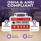 50 Person OSHA Compliant First Aid Kit for Businesses, Vehicles, Trucks, Construction Site - Type III, ANSI Class A Emergency Kit - 197 Piece Essential First Aid Supplies