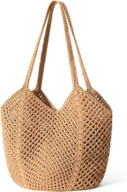 Tavaleu Crochet Tote Beach Bags for Women, Mesh Beach Tote Knit Bag, Summer Vacation Aesthetic Boho Hobo Shoulder Bag