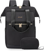 LOVEVOOK Laptop Backpack for Women, 15.6 Inch Work Laptop Bag with USB Port, Fashion Teacher Nurse Backpack Purse, Waterproof Travel Computer Backpack with Organizer Bag, 2PCS, Beige-Black