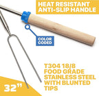 BEARCLAW Smores Sticks for Fire Pit - Accessories for Campfire Marshmallow Roasting Sticks Smores Kit Outdoor-Smore Skewers Hot Dog Fork For Outside, Camping Essentials Bonfire Gear Long 32" 5 Pack