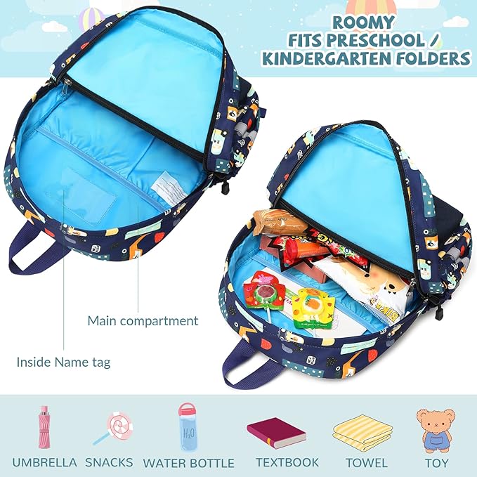 mygreen Toddler Backpack, Kids Backpack for Boys and Girls with Chest Strap | with Chest Strap