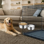 Dog Crate Water Food Bowl No Spill,2 Pack Hanging Dog Bowls for Kennel,Dogs Crate Water Feeder Dish,Stainless Steel Kennel Dogs Bowls Mountable for Cats Bunny Ferret Bird