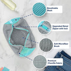 Shoe Washing Machine Bag – 2 Pcs Reusable Laundry Shoe Bag, 360° Deep Cleaning Sneaker Washing Bag, Durable Mesh Net with Zipper Protection, Fits All Shoe Types & Sizes (Grey, 14.8 × 7.4 Inches)