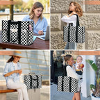 Becokan Large Tote Bag for Women Waterproof with 12 Pockets Top Zipper Closure Utility Teacher Nurse Bags for Work School