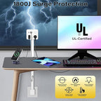 Electrical Outlet Extender, 360° Rotating Wall Outlet with Power Switch, 3 AC Outlets, 3 USB-A & 1 USB-C, Extends 17"-26", Use for Hard-to-Reach Outlets Behind Couches, Nightstands, Desks, Beds