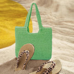 GOLDTIMO Beach Bags for Women - Summer Soft Large Woven Shoulder Purse Handbag, Beach Tote Straw Bag for Summer Vacation
