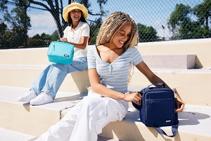 PackIt(R) Freezable Classic Lunch Box, True Blue, Built with EcoFreeze(R) Technology, Collapsible, Reusable, Zip Closure With Front Pocket and Buckle Handle, For Work Lunches and Fresh Lunch On the Go