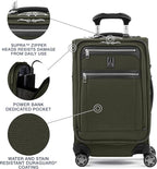 Travelpro Platinum Elite Softside Expandable Luggage, 8 Wheel Spinner Suitcase, TSA Lock, Men and Women, Pilot Green, 2-Piece Set (21/25)