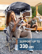 Docusvect Folding Camping Chair with Shade Canopy for Adults, Canopy Chair for Outdoors Sports with Cup Holder, Side Pocket for Camp, Beach, Tailgates, Fishing - Support 330 LBS