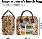 Fit & Fresh Bloomington Lunch Bag for Women - Insulated Large Lunch Box for Work with Containers, Leak-Resistant, Stain-Resistant, Zipper Closure, Cheetah