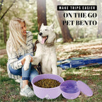 30 Oz Travel Dog Bowls with Lids, 2-in-1 Portable Pet Bowls for Food and Water, Leakproof Travel Dog Food & Water Bowl for Outdoor, Camping, Travel Dog Feeding Bowl, Daycare Pet Bowls