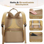 Maelstrom Travel Backpack for Women Men,Laptop Backpack Fits 15.6-17.3 Inch Laptop, Nurse/Work Bag with Insulated Lunch Box (Khaki-beige)