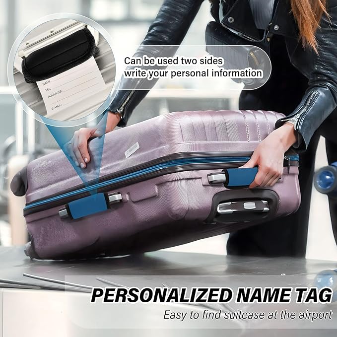 DOMIKING Dark Blue Luggage Handle Wraps for Suitcase Luggage Identifier Soft Luggage Marker for Travel Bag Suitcase Luggage Handle Covers Travel Accessories, 4 Pack