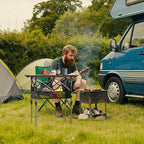 Anbte 2ft Small Roll Up Camping Table, 2 Adjustable Height Aluminum Portable Camping Table with Storage Net & Bag, Lightweight Waterproof Folding Table for Indoor Outdoor BBQ Picnic, 25” X 16”, Black