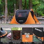 Pop Up Camping Tent, 2/4/6 Person Instant Tent Waterproof PU4500mm, Spacious Ventilated Camping Tent with Front Porch, Quick Setup Lightweight Portable for Outdoor Camping Hiking Beach