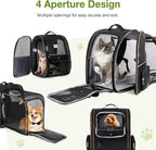 Large Cat Backpack Carrier Expandable Pet Carrier Backpack for Small Dogs Medium Cats Fit Up to 18 Lbs, Dog Backpack Carrier, Foldable Puppy Backpack Carrier for Travel,Black