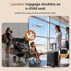20" Ride-On Luggage with Child Seat, Hardside Carry-On Suitcase with Front Access Shockproof Silent Spinner Wheels, TSA Lock, Charging Port for Kids & Adults & Busy Moms