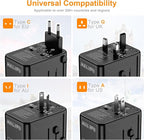 VYLEE 70W GaN International Travel Adapter, Universal Power Adapter with 3 USB-C (PD 70W) & 1 USB-A Ports, Worldwide Wall Charger for US to Europe, UK, Ireland, AU, Asia, Works in 200+ Countries