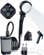 Beviliu Portable Shower for Camping, 6000mAh Rechargeable Camping Shower with Digital Power & Temperature Display, Portable Shower for Camping, Beach, Outdoor Travelling, Hiking, Pet Cleaning