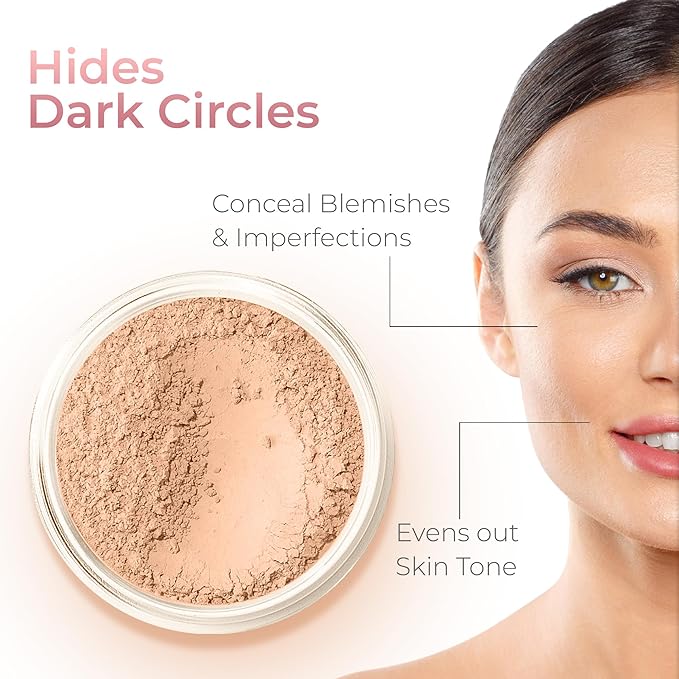 4pc KIT w/KABUKI BRUSH Mineral Makeup Bare Set Full Coverage Concealer Blush Foundation Powder (Beige)