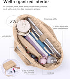 Puffer Tote Bag for Women, Lightweight Puffy Tote with Compartments, Shoulder Bag Crossbody Bags for Women Travel, Work, Gym