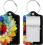 Luggage Tags for Suitcases, 2 Pack Cute PU Leather Suitcase Tag Identifiers TSA Approved with Stainless Steel Loop and Address Card for Baggage Tag for Cruise Airport Travel Essentials by Chelmon