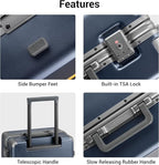 LEVEL8 Carry On Luggage Airline Approved Zipperless with Aluminum Frame, Hard Case Luggage with Spinner Wheels, Metal Travel Suitcase, 20 Inch, Blue