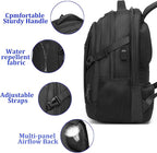 DUSLANG Travel Work Laptop Backpack With USB Charging Charger Port Fits 15.6 Inch Notebook Business Anti Theft College Computer Bag Back Pack for Women Men with Rain Cover - Black