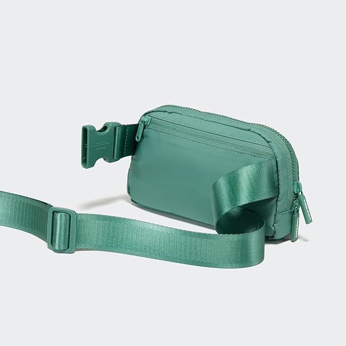 Pander Two Way Zipper Fanny Pack Nylon Everywhere Belt Bag for Women, Water Repellent Waist Packs, Crossbody Bags with Adjustable Strap (Eucalyptus Green)