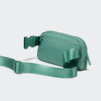 Pander Two Way Zipper Fanny Pack Nylon Everywhere Belt Bag for Women, Water Repellent Waist Packs, Crossbody Bags with Adjustable Strap (Eucalyptus Green)