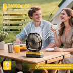 FRIZCOL 3-in-1 Camping Fan - Portable Fans Rechargeable - 24000mAh Battery Powered Fan with Light & Remote for Indoor, Outdoor, Tent, Travel, Fishing, Jobsite, Gifts for Men Dad Him - Yellow