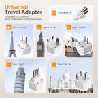 TESSAN 220V to 110V Voltage Converter, Universal Travel Power Adapter Combo with International Plug (Type C/G/D/I/L), 2AC 4 USB Ports(1 USBC)，230W Max Step Down Transformer for US to Europe