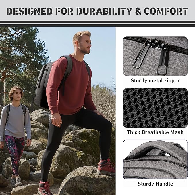 Travel Backpack, Extra Large 45L Travel Backpack for Men & Women, Expandable Laptop Bag, Water Resistant Computer Backpack Fits 18.4 Inch Laptop, Lightweight Daypack for Flight, Grey
