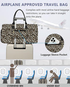 Women Weekender Travel Duffle Bag: Travel Duffel Overnight Bags with Shoe Compartment Large Carry on Tote with Toiletry Bag Weekend Traveling Yoga Gym Hospital Bag for Women with Wet Pocket Cheetah