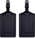 Travelambo Luggage Tags for Suitcases Faux Leather Privacy Protection 2 Pack Bag Tags Travel Accessories Essential, Black