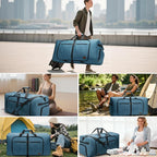 80L EXTRA LARGE Duffle Bag for Travel, 26" Foldable Travel Duffel Bag with Shoe Compartment for Men Women, Waterproof & Tear Resistant (Light Blue, EXTRA LARGE, 80L)