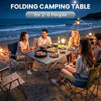 KingCamp Aluminum Folding Camping Table, 42.1" Foldable Lightweight Roll Up Camp Table Heavy Duty 2-6 People Portable Table for Camping Picnic BBQ RV, Indoor & Outdoor, Silver Black
